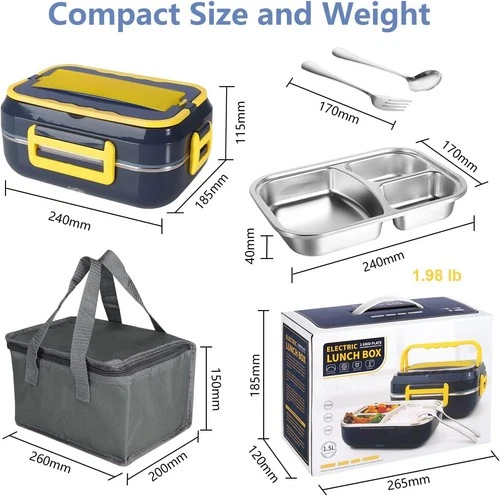 2x Elektrische Lunchbox 2in1 für Auto/LKW und Büro 12V 24V 220V Speisenwärmer - Bild 16 von 18