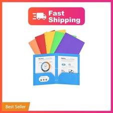Cesil 6 Pack Folders with Pockets 3 Hole Punched, Plastic Pockets Folders for...