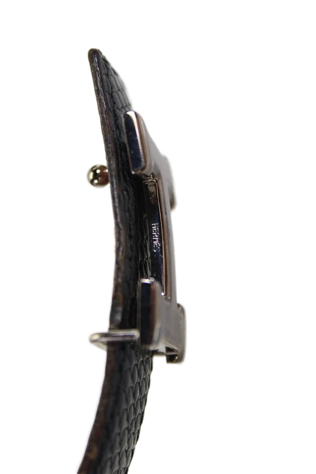 Hermes Womens Leather Reversible Interchangeable Skinny Belt Navy Brown Size 26 - Image 4 of 4