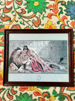 Framed Vintage 1995 Maher Morco  ''Cleopatra and Lion'' print