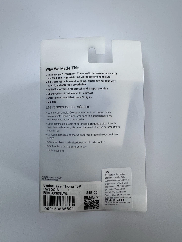 Nuevo paquete de 3 tangas de tiro medio Lululemon Under Ease talla grande multicolor nuevas con etiquetas Foto 3 de 4
