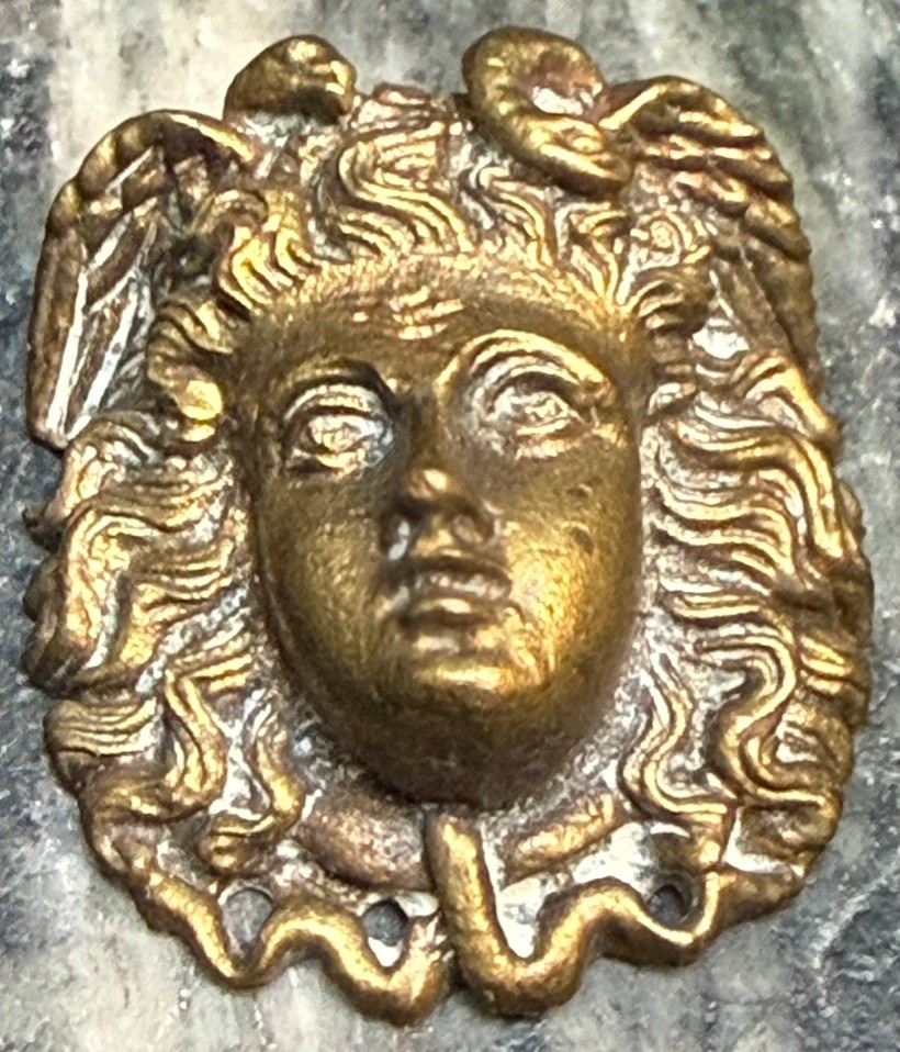 Antique Victorian Cast Brass Medusa Head Artifact / Figure