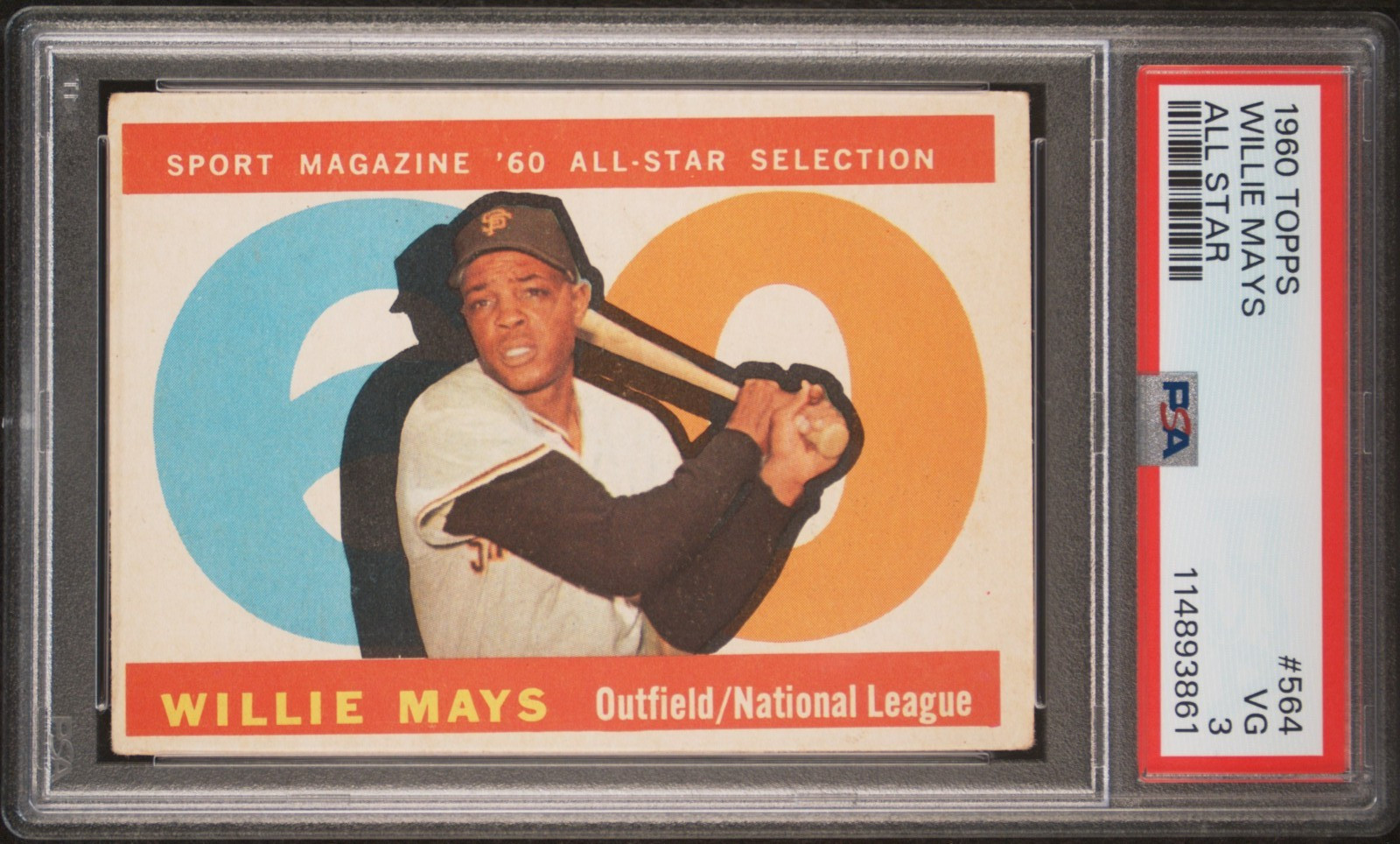 1960 Topps #564 Willie Mays All-Star PSA 3 VG Giants HOF