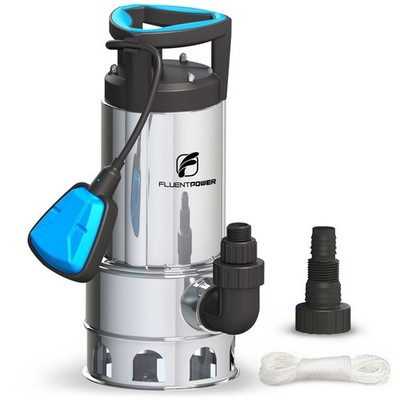 FLUENTPOWER 1HP 4000GPH Stainless Steel Submersible Pump for Clean/Dirty Water