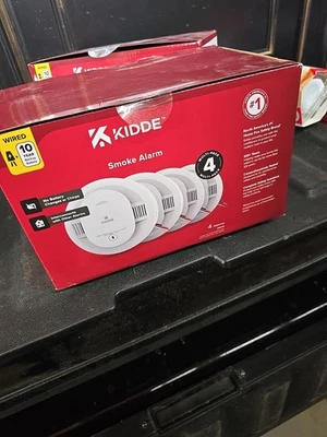 Kidde Detect Smoke Alarm 4 Pack White 20SA10 Hardwired 10-Year Battery Backup