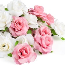 50pcs Mini Pink and White Roses Artificial Flowers Bulk, 1.6  ,