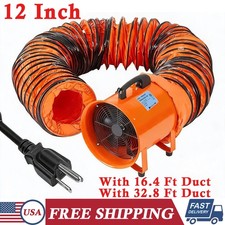 12 Inch Utility Blower Fan Ventilator Exhaust Fan 16.4/32.8ft Duct Hose 3500 CFM