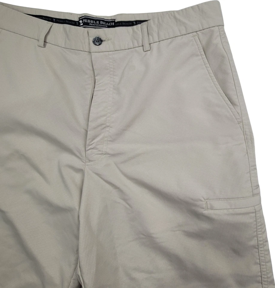 Pebble Beach Performance Men's Golf Shorts Beige Geometric Size 36 Lightweight - Image 3 of 4