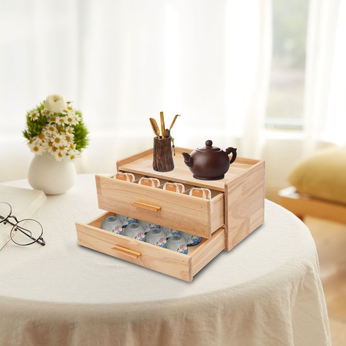 Solid Wood Tea Bag Organizer with 2 Drawers – Tea Bag Holder and Tea Organizer.. - Picture 1 of 14
