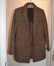 Old Navy Womens Brown Tweed Plaid Blazer / Co...