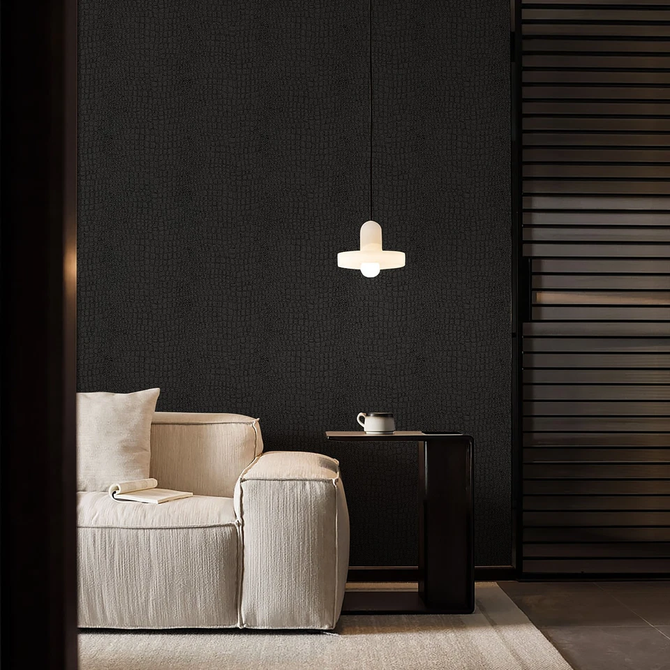 Black Crocodile Textured Peel and Stick Wallpaper Self Adhesive Vinyl Wall Panel - Image 4 of 4