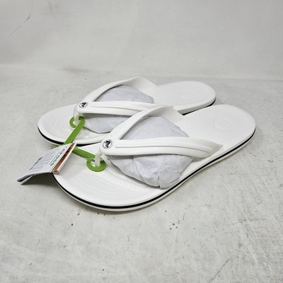 Crocs Mens Crocband Flip Flop Sandal Size 12 White Lightweight Slip On Summer Crocs Mens Crocband Flip Flop Sandal Size 12 White  main image 4