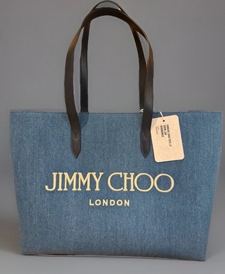 New Large jimmy choo Tote Handbag Denim / Milk Retail Price $1200