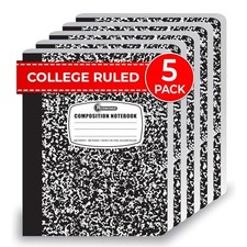 Rosmonde College Ruled Composition Notebooks 5 Pack, 200 Pages 100 Sheets , 9-3