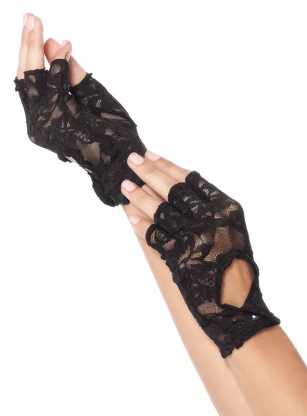 Fingerlose Spitzenhandschuhe - Fasching Karneval KostüM - Markantes Accessoire,-image