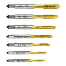 7Pcs Metric Spiral Point Tap Set, M2-M6 Titanium Coated 6542 HSS Machine Tapp...