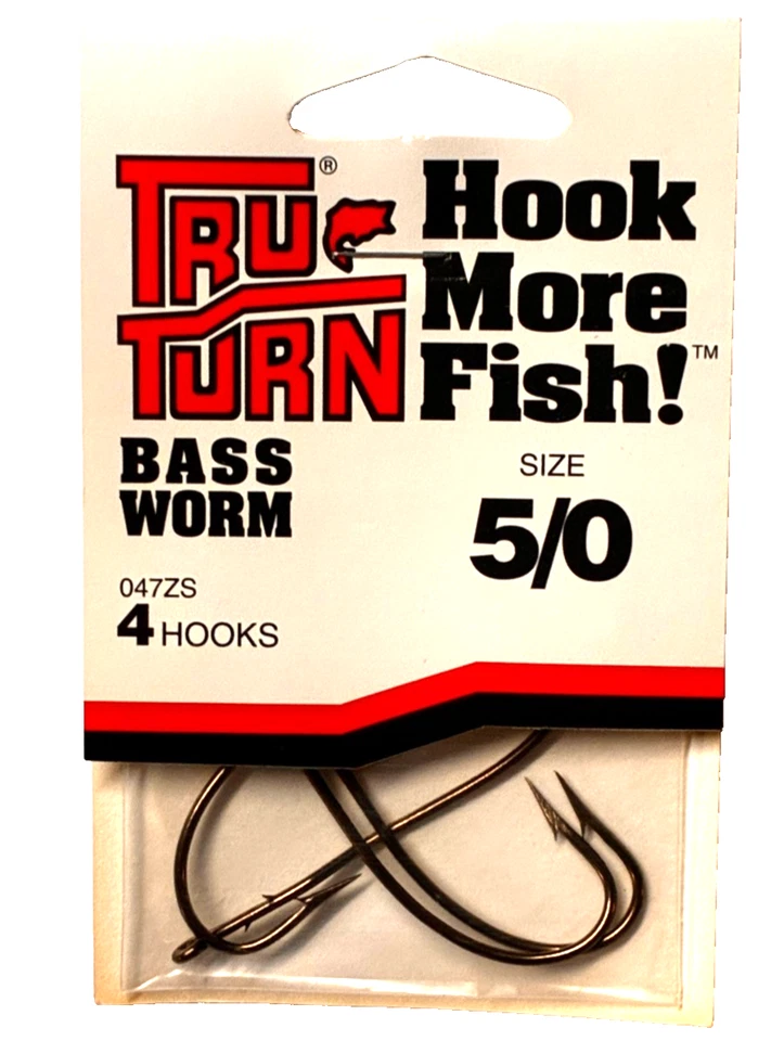 2 PACKS Tru Turn Bass Worm Hook Size 5/0 Bronze 4 Count Package 047ZS - Image 4 of 4