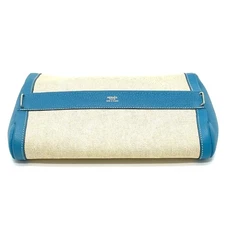 HERMES Equi Pouch Clutch bag Toile H / Taurillon Clemence blue