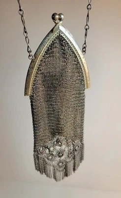 Metall Netz Geldbörse Flapper Stil der 1920er Kathedrale Stil Whiting & Davis Co. - Bild 1 von 4