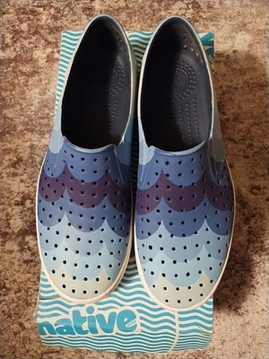 Native Miles Slip-On Shoes Blue Wave Graphic Men's Size 11 Water Shoes Beach