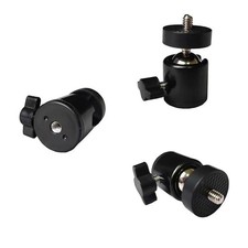 ThtRht 3 Pack Mini Ball Head 1/4'' Screw Swivel Tripod Mount 360 Black