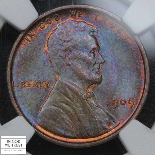 1909 Lincoln Wheat Copper Cent 1C NGC MS 64 BN (GORGEOUS TONING!)