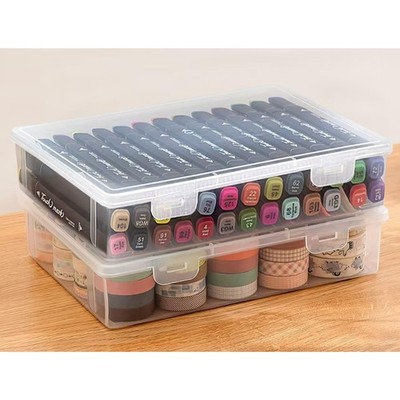Nuyoah 2er Set Aufbewahrungsboxen C5 Transparent 25.4x17.3cm Stapelbar