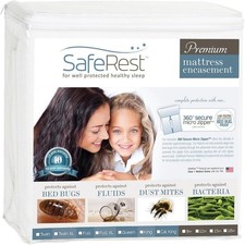 SafeRest Zippered Mattress Protector - Premium Waterproof Mattress Cover for Bed