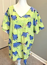 VINTAGE DISNEY EEYORE WINNIE POOH COTTON PEDIATRIC CAP SLEEVE SCRUB TOP SIZE 2X