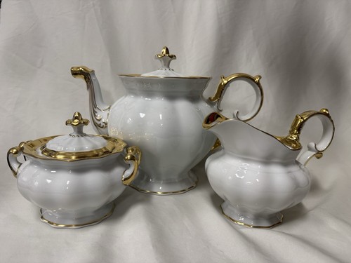 Furstenberg Germany 'Old Paris Porcelain Style' 3-Piece TEA SET w/Heavy Gold - Picture 4 of 16
