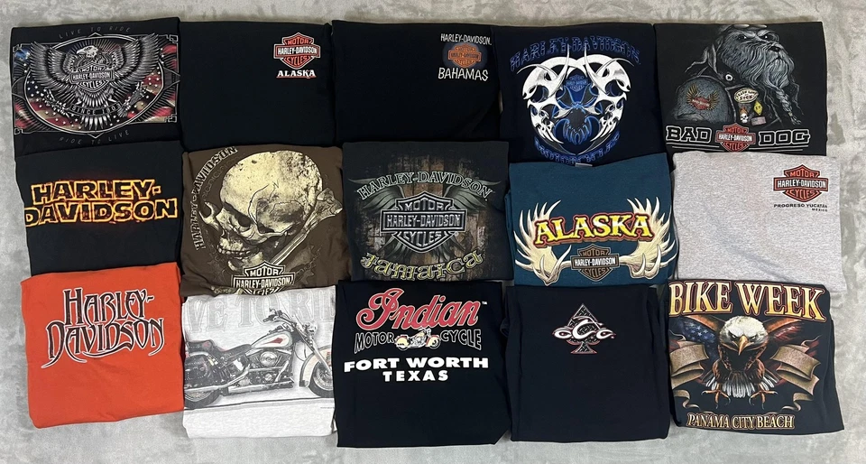 Harley Davidson Y2K Shirt Lot Mens Large 15x Graphic Motorcycle Biker Indian OCC - Image 2 of 4