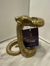 Gold Tone Single Metal Snake Figure Taper Candleholder Candle Stick Holder 