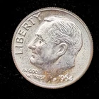 90% Silver - UNC 1964-D Roosevelt Dime, Uncirculated, Nice - 02-17