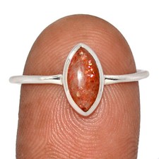 Natural Sunstone - Madagascar 925 Sterling Silver Ring Jewelry s.9 CR65456
