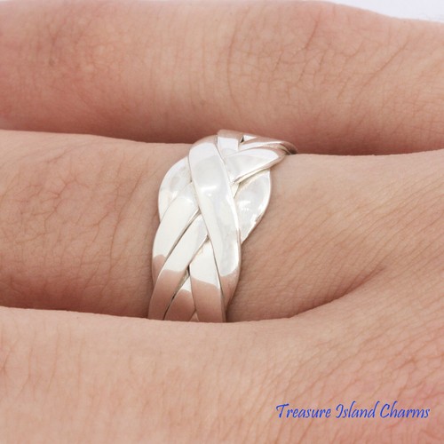 Solid 925 Sterling Silver 6-Piece 6-Band Braid Puzzle Ring Size 6,7,8,9,10,11,12 - Picture 4 of 5