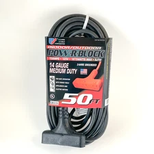 50' 14 Black Indoor/Outdoor Extension Cord W Triple Outlet - Made in USA