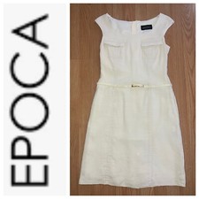 Vintage EPOCA Sleeveless Belted Dress Size 40 Lined Off White