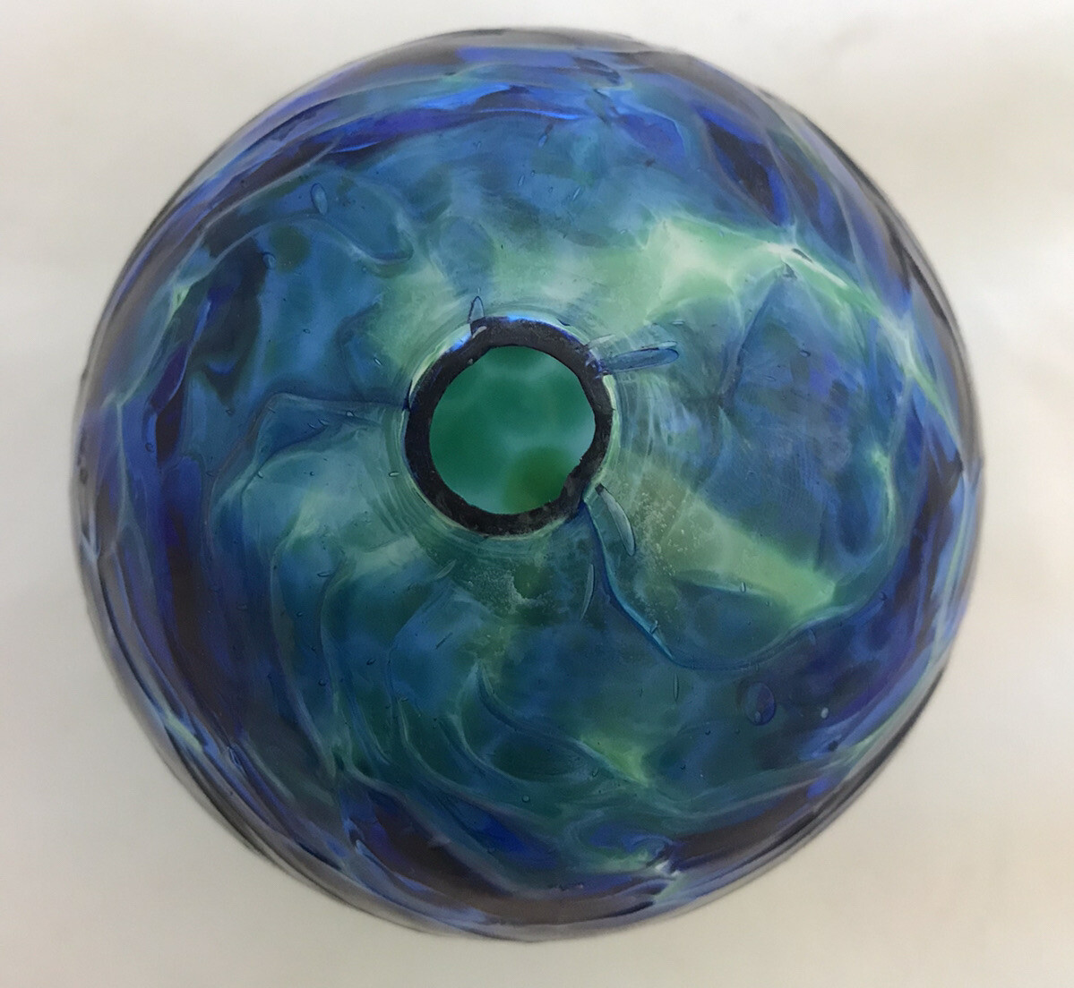 Kitras Art Glass Oil Lamp Blue & Green 4” eBay