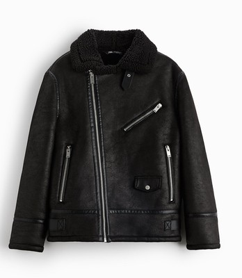 En Cuir Veste De Motard Double Face Zara Blouson De Motard Double