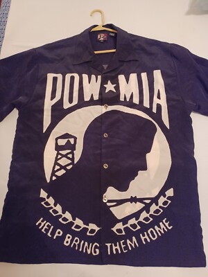 Dragonfly Clothing Co. POW MIA Shirt Mens XL Button Up Black White
