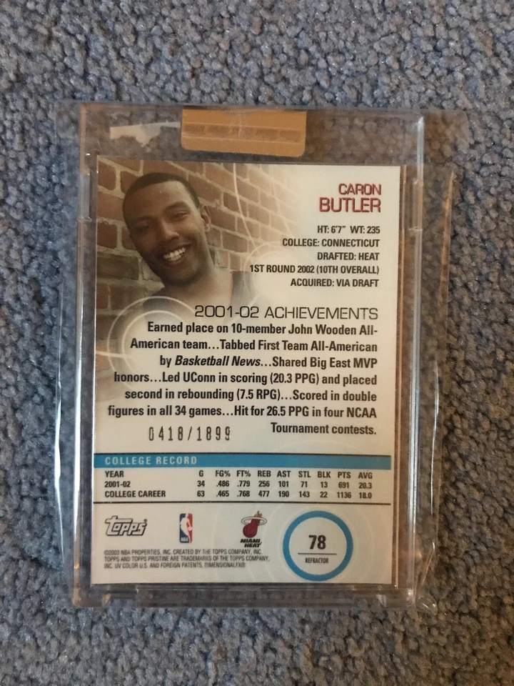 2002-03 TOPPS PRISTINE CARON BUTLER REFRACTOR RC ROOKIE #/1899 - Original Seal - Image 4 of 4