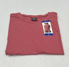 32 Degrees Cool Women's Short Sleeve Crewneck Ribbed Top, Stale Rose, Size L