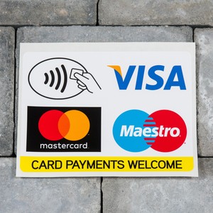 Dettagli Su Pagamenti Con Carte Senza Contatto Adesivo Negozio Di Carta Di Credito Visa Mastercard Maestro Mostra Il Titolo Originale