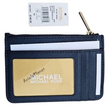 Michael Kors Jet Set Travel Fashion Credit Card Id Holder Wallet - Navy