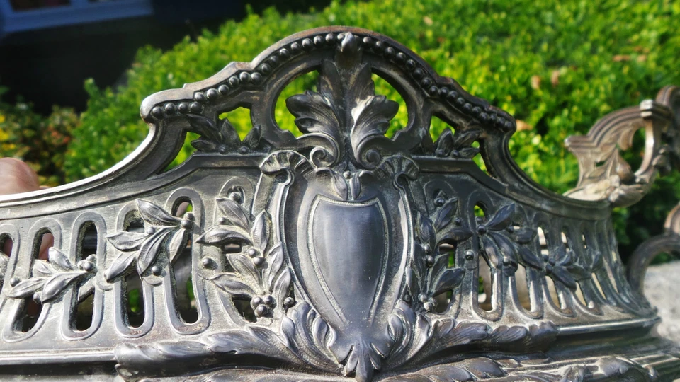 ANCIENNE GRANDE JARDINIÈRE METAL ET VERRE XIXème NAPOLÉON III DILECTA N3088 - Photo 4/4