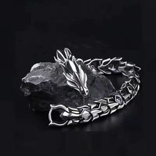 Dragon Link Viking Chain Bracelet Mens Male Husband Father Bangle Jewellery Gift