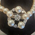 1 ct Natural Brilliant Cut Diamond Set In One Strand Pearl Necklace & Earrings  — photo 4