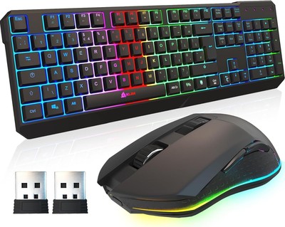 KLIM Blaze & Chroma Wireless Bundle - NEU 2024 Kabellose Gaming Tastatur und Maus