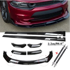 Glossy Black Front Bumper Lip Splitter Spoiler For Dodge Charger 15-23 Body Kit