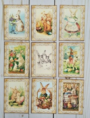 9 Vintage Style Easter~Handmade~Pocket Letter Cards~Scrapbooks~Crafts~Journals